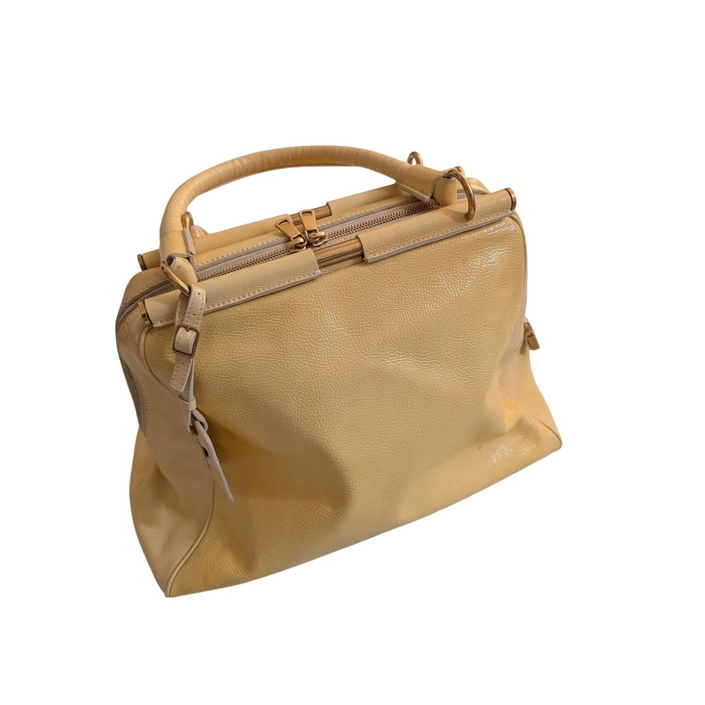 Yves Saint Laurent Marjorelle Yellow Patent Leather Doctor Bag Y2K Satchel
